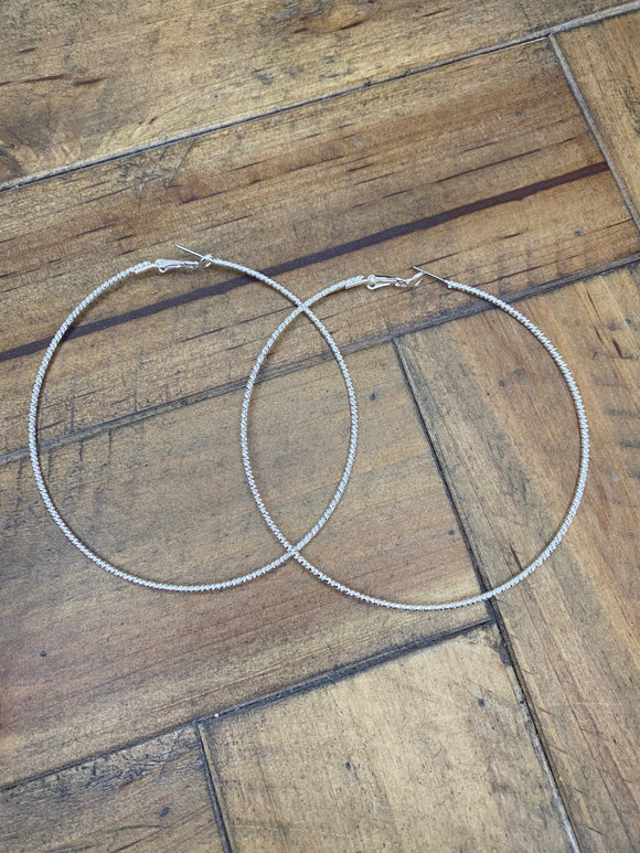 Very Large Silver Hoop Earrings