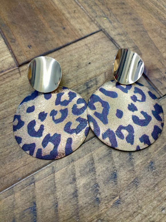 Leopard & Gold Design Earrings