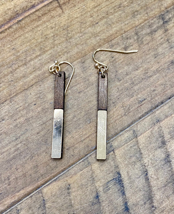 Wood & Gold Design Earrings