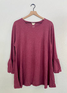 Bell Sleeve Tunic Top Plus Size - Berry