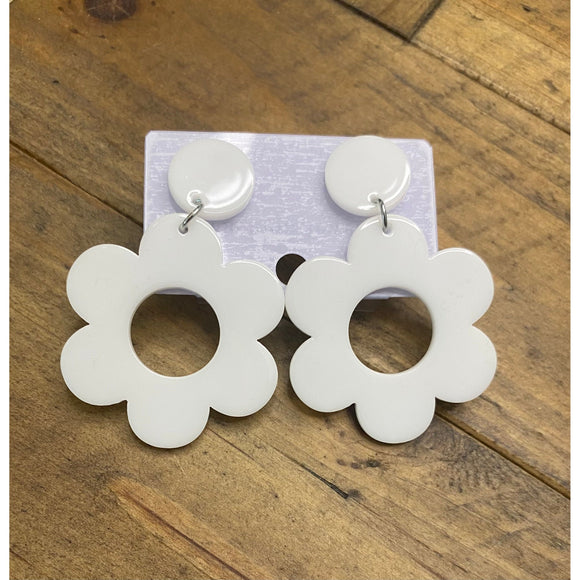 Acrylic White Flower Earring