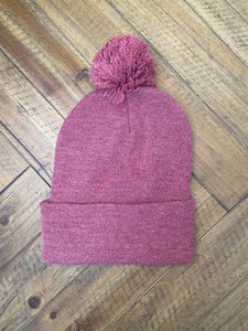 Red Snow Hat with Puff