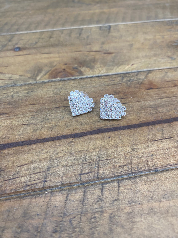 Heart Diamond Look Stud Earrings