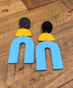 Blue & Yellow Design Earrings