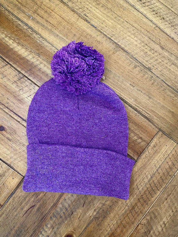 Purple Snow Hat with Puff II