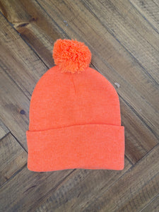 Orange Snow Hat with Puff II