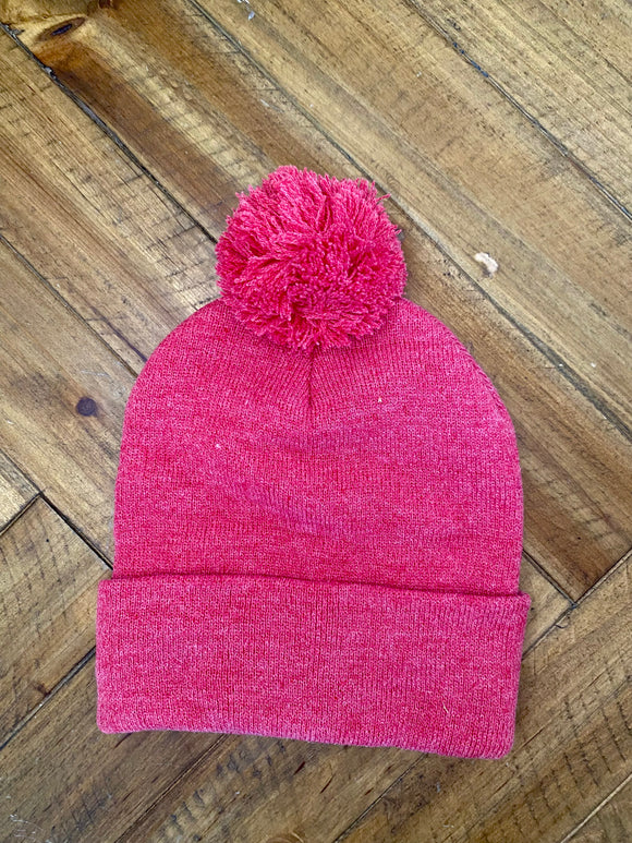 Red Snow Hat with Puff II