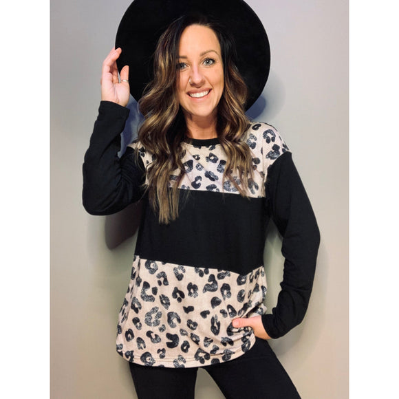 Black Long Sleeve with Leopard