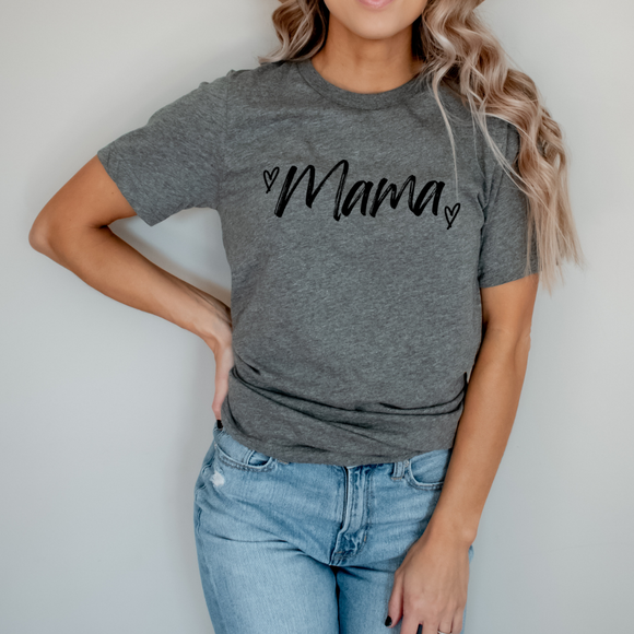 Mama or Custom with Hearts - Ink Deposited Graphic Tee