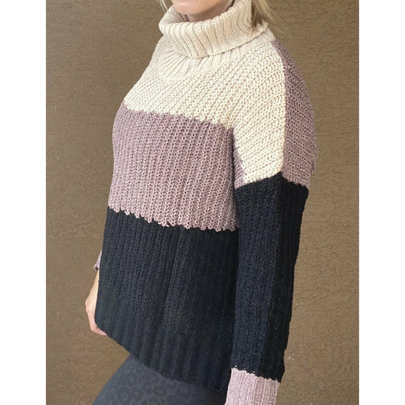 Brown Color Block Sweater