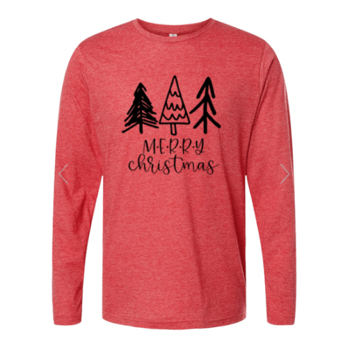Merry Christmas With Trees - Long Sleeve Graphic Top