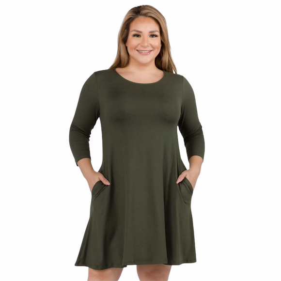 Green Dress With Pockets Plus Size