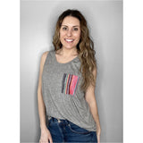 Gray With Aztec Pocket Tank Top