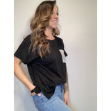Black T-shirt With Sequin Pocket