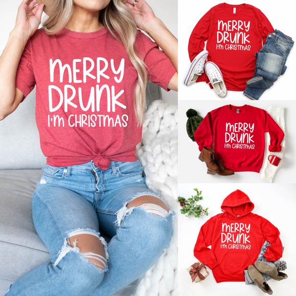 Merry Drunk I’m Christmas - Direct to Film (DTF) - Graphic Tee