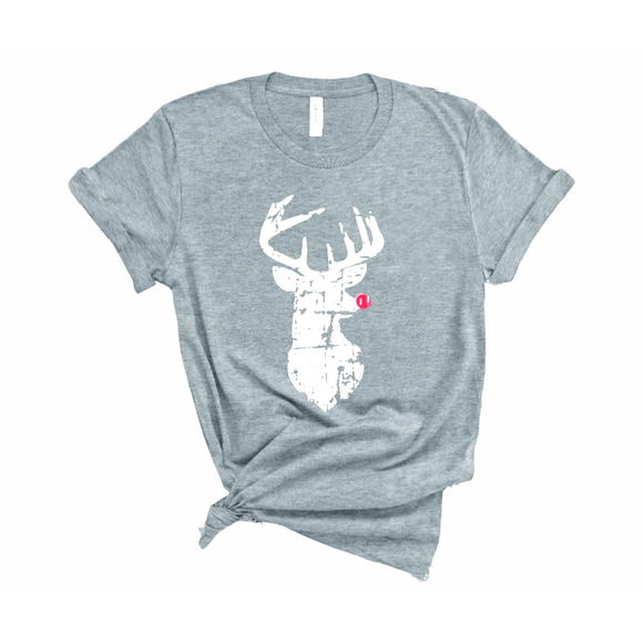 Deer with Red Nose - Screen Print Transfer Graphic Tee