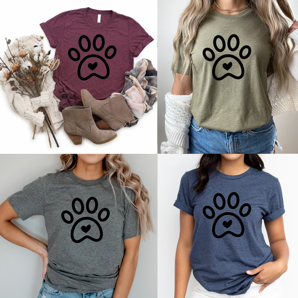 Paw With Heart - Ink Deposited Graphic Tee