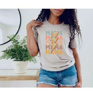 MAMA with Lightning Bolt - Direct to Garment (DTG) - Graphic Tee