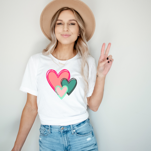 Three Hearts - Direct To Garment (DTG) - Graphic Tee
