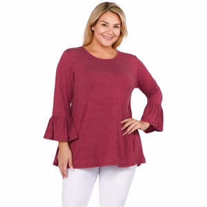 Bell Sleeve Tunic Top Plus Size - Berry