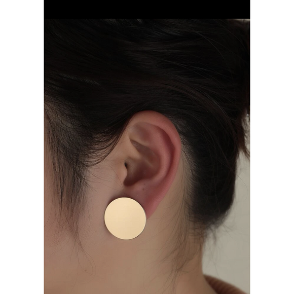 Gold Large around Stud Earring