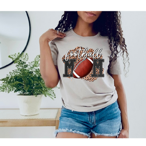 Football Mom With Leopard - Direct to Film (DTF) - Graphic Tee