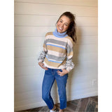 Striped Light Color Turtleneck Sweater